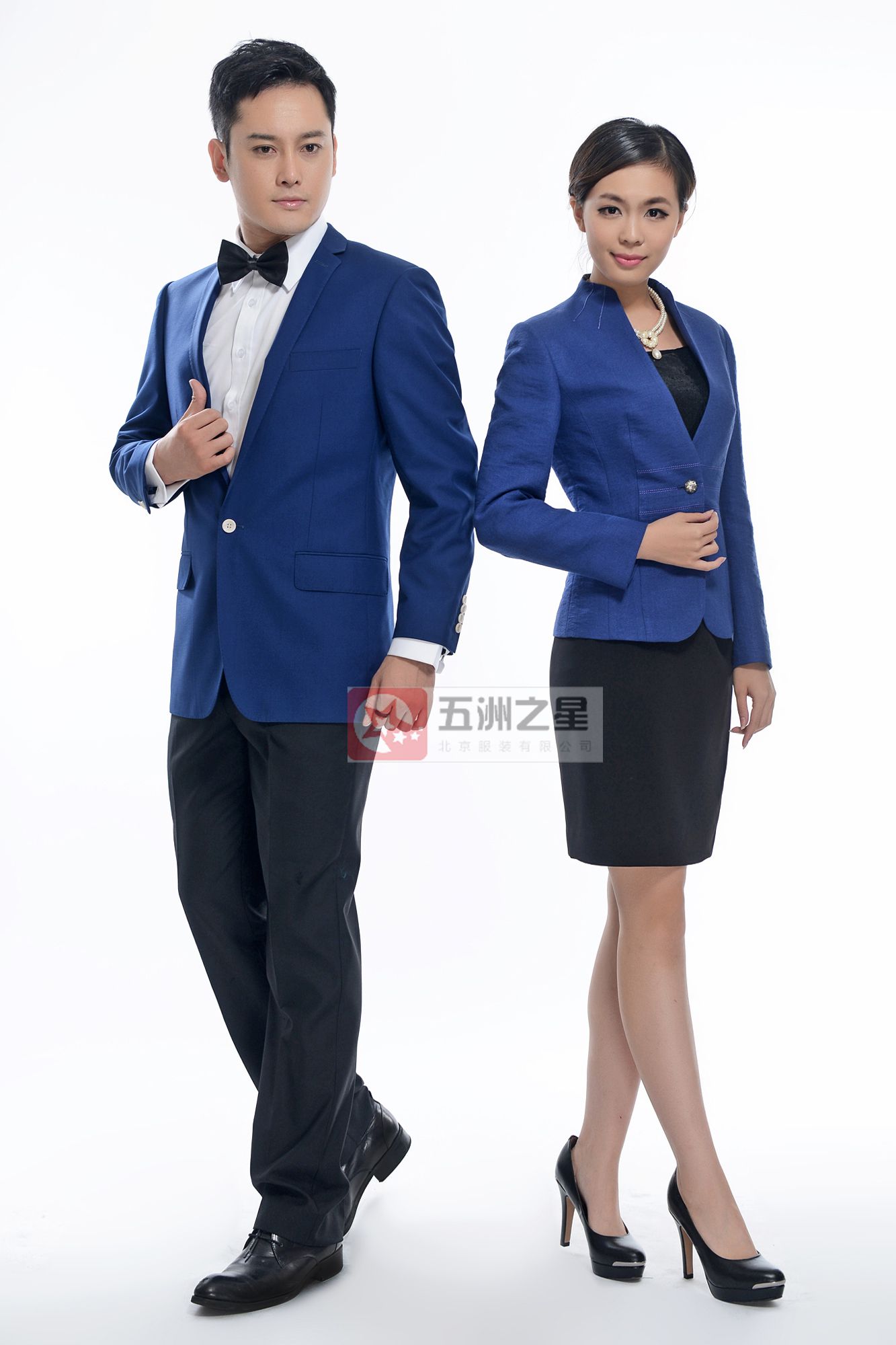 藍(lán)色一?？勐殬I(yè)工作服定做模特圖